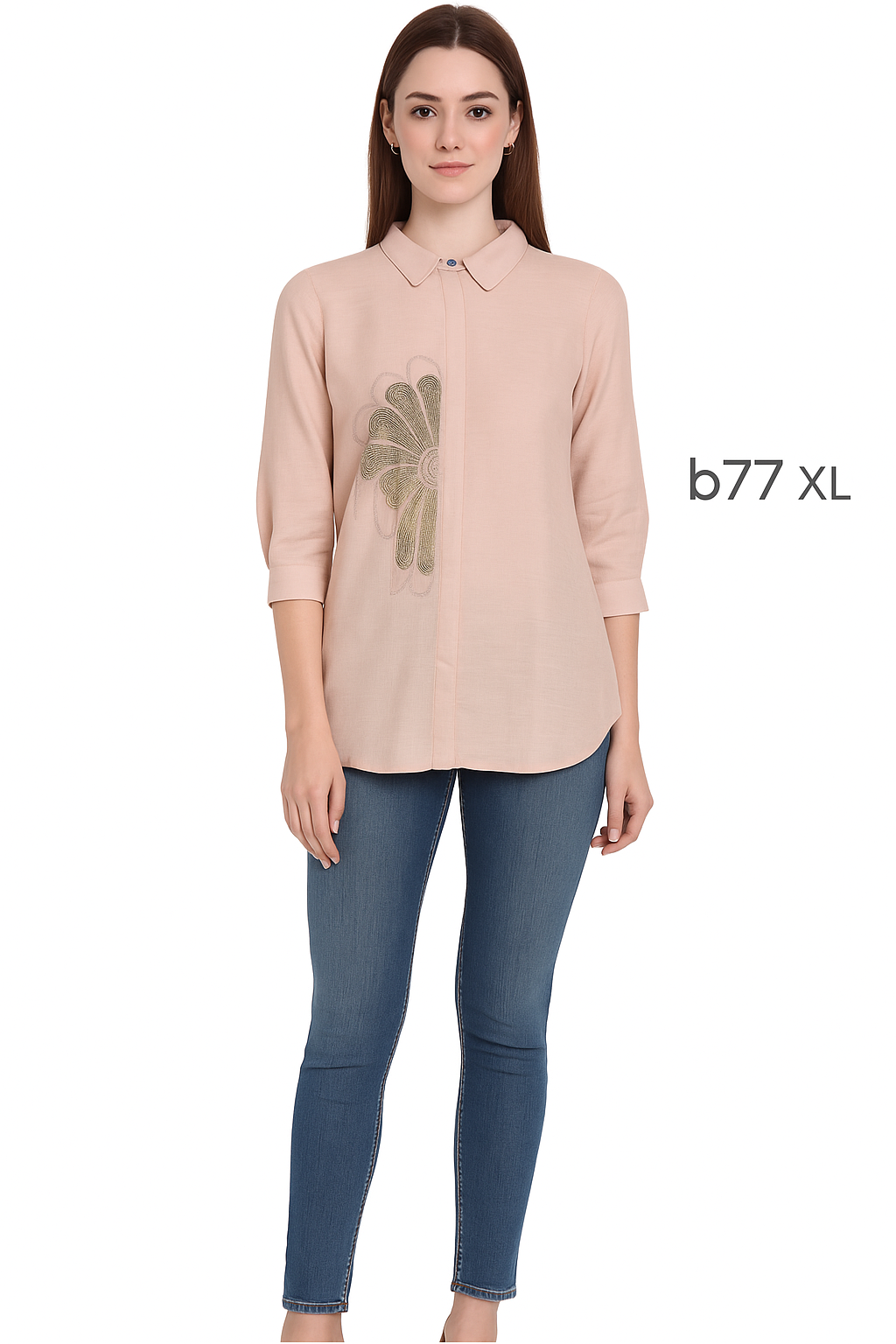 Premium Shiny coloured tops having silver work done on Right side