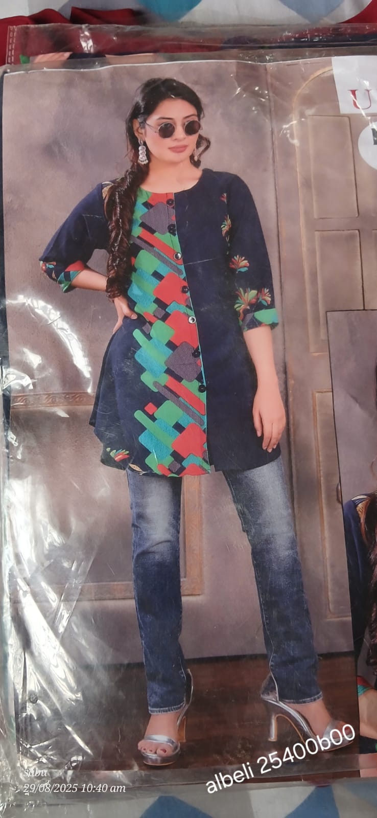 premium topswith super colour combination with a striped work done on right side