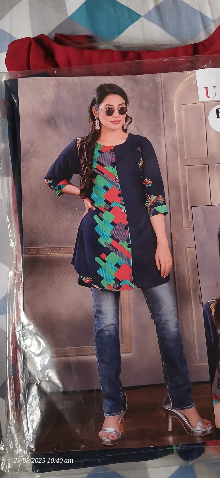 premium topswith super colour combination with a striped work done on right side
