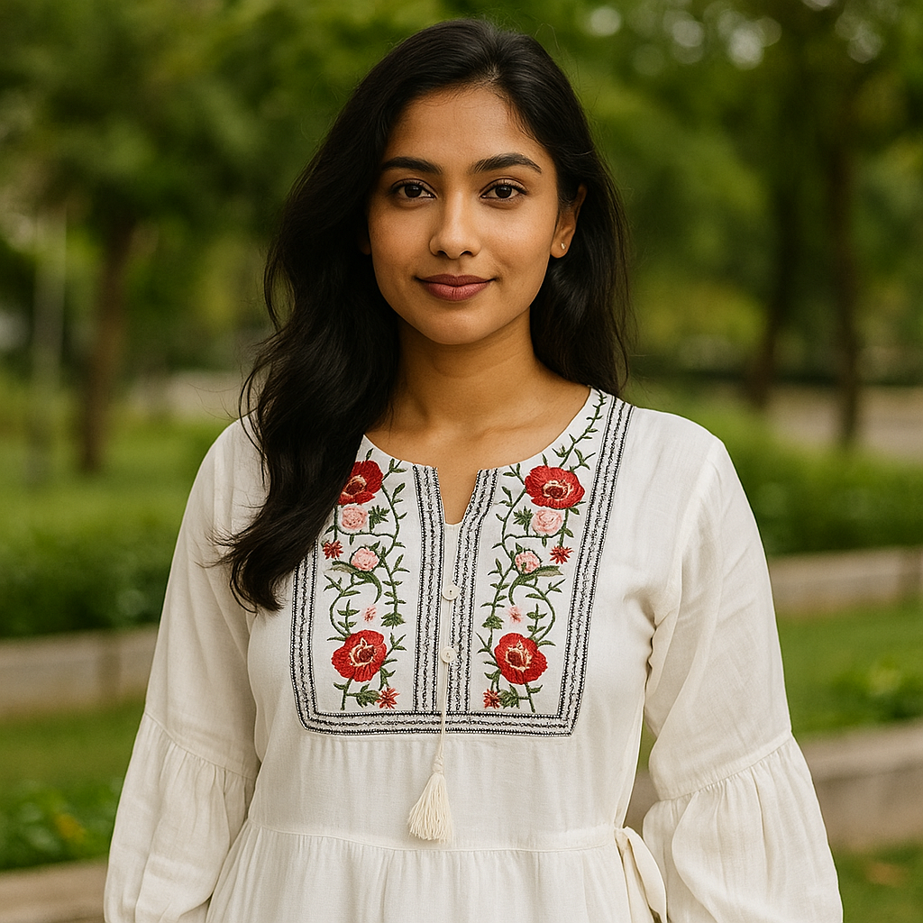 White Emboidary Kurties