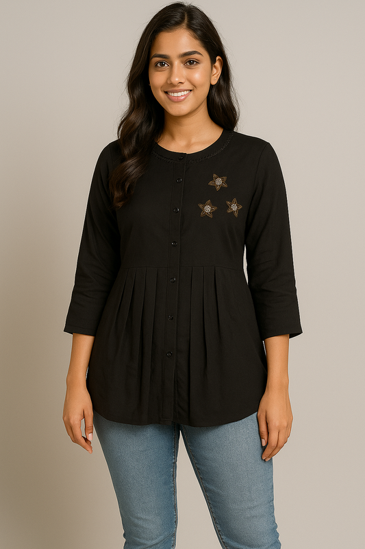 Glassy short tops with premium looks tops black