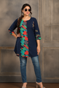 premium tops with super colour combination having a striped work done on right side blue