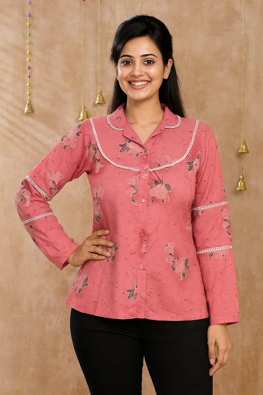 Premium bright coloured tops made of quality fabric having v shaped neck  pink