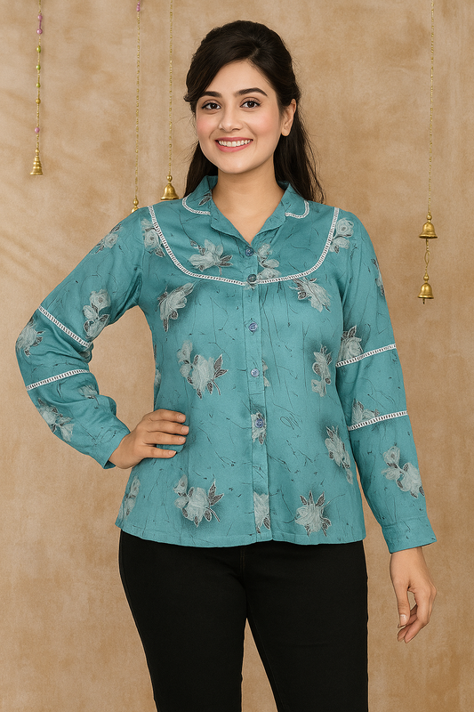 Premium bright coloured tops made of quality fabric and v shaped neck yellow colou blue
